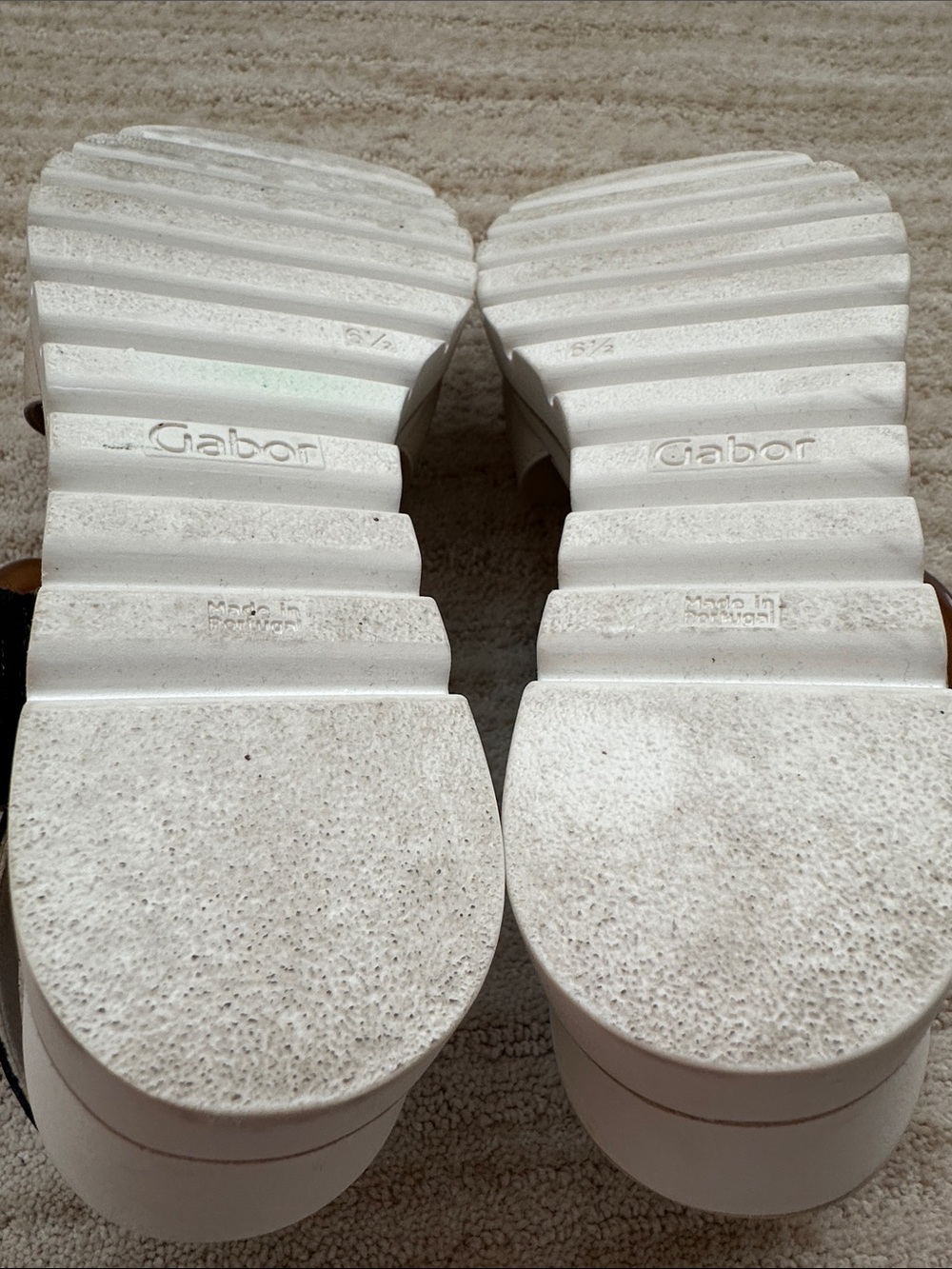 GABOR Freya Wedge Platform Sandal Beige with Black Patent Size UK 6.5 | US 9 - Picture 13 of 17